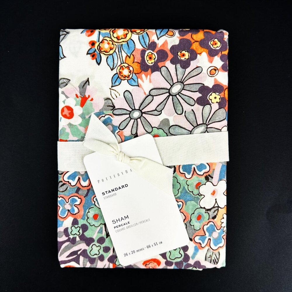 New Pottery Barn Amelia Floral Organic Cotton Percale Sham STANDARD Size
